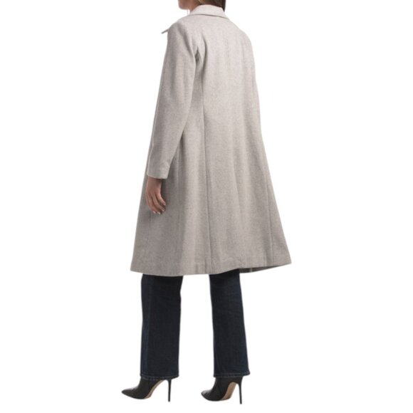 COLE HAAN Light Grey Wool Blend Maxi Coat - Picture 2 of 3